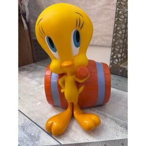 VINTAGE Tweety Bird barrel coin bank from 1997 Collectible!
